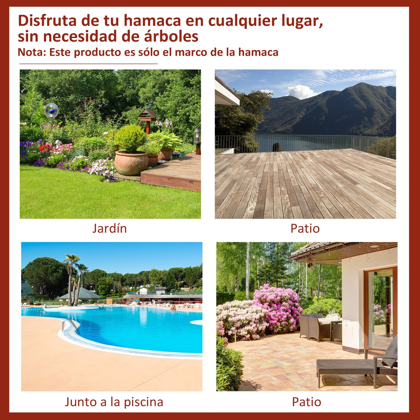 Outsunny Soporte Ajustable Para Hamaca Universal Hierro Carga Hasta 120 Kg_5