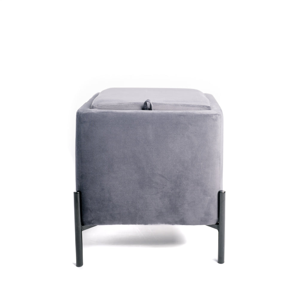Sofá Final, Puf Taburete Cofre De Almacenamiento, Reposapiés, Convertible A Mesa Auxiliar Gris Carbón 43x43x45cm- Muebles De Sala_0