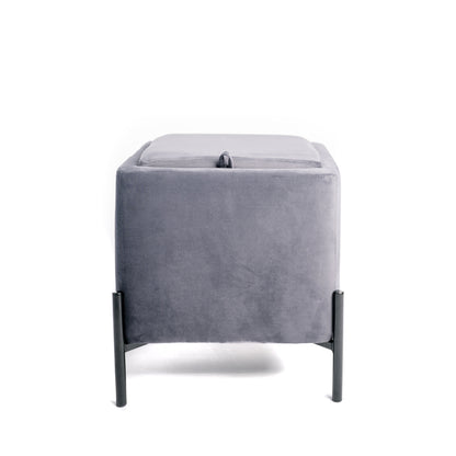 Sofá Final, Puf Taburete Cofre De Almacenamiento, Reposapiés, Convertible A Mesa Auxiliar Gris Carbón 43x43x45cm- Muebles De Sala_0
