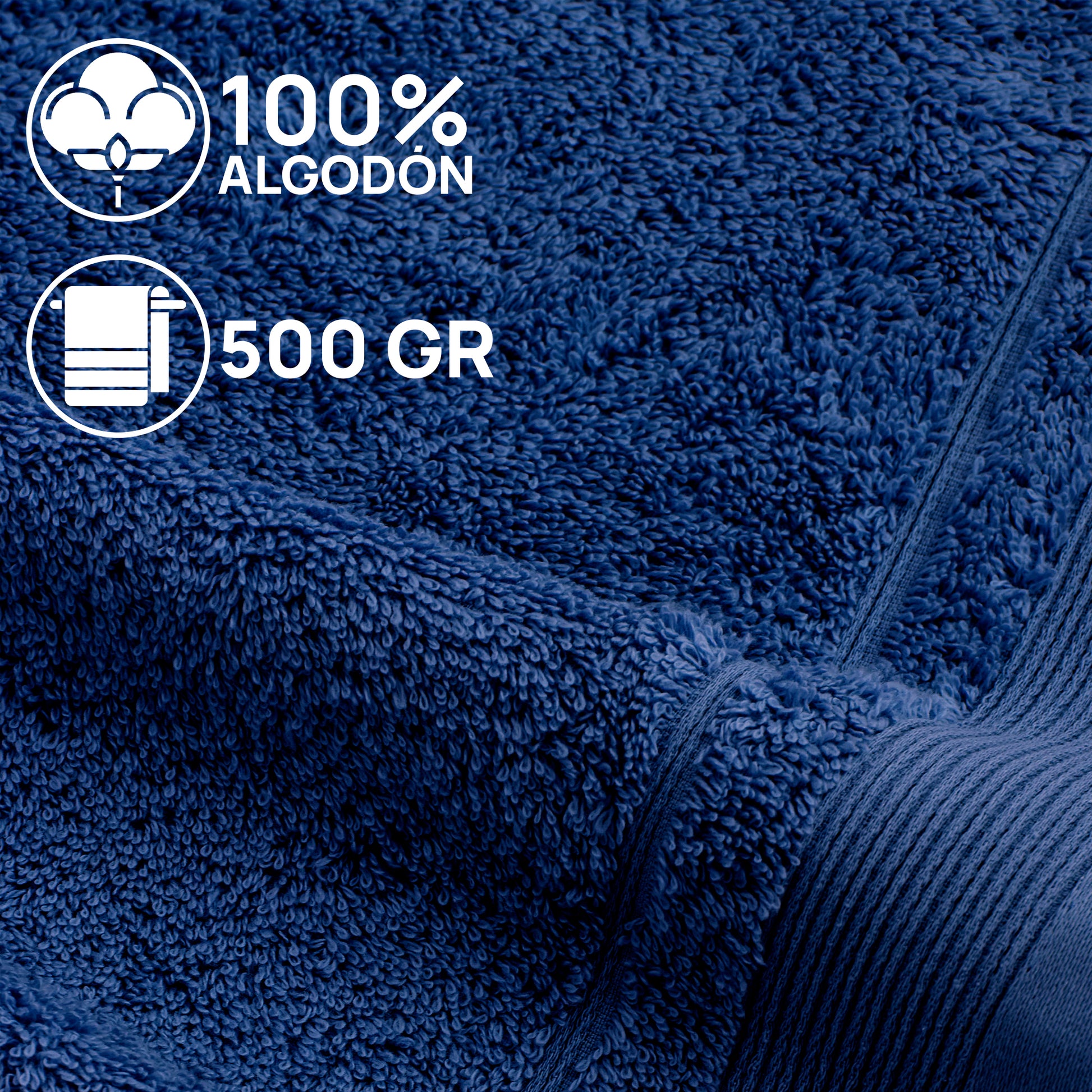 Juego De Toallas De Baño 3 Piezas: Tocador, Lavabo Y Sabana - 100% Algodón, 500 Gr Marino_4