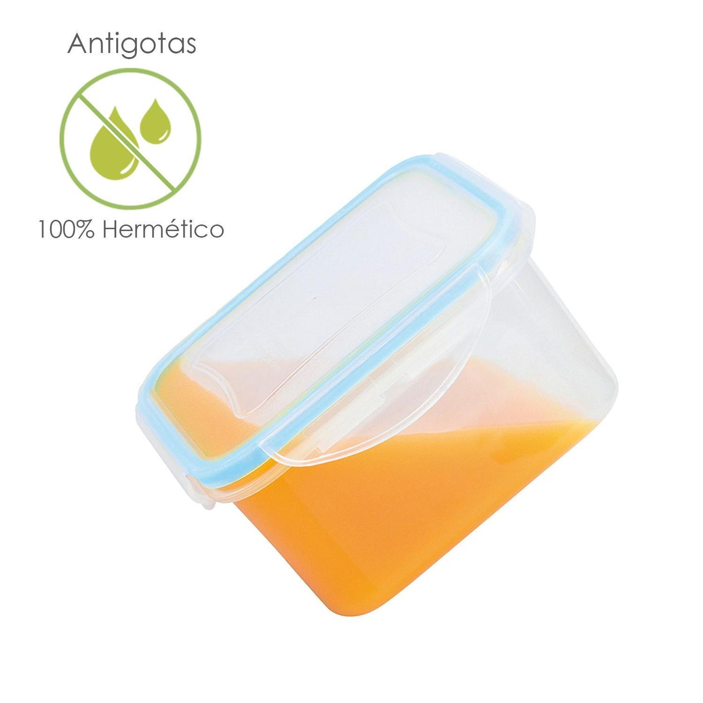 Recipiente Hermetico Plastico Cuadrado 700 Ml.  13x13x7 (alt.) Cm._1