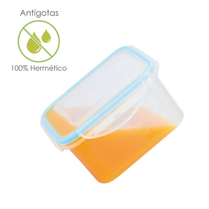 Recipiente Hermetico Plastico Cuadrado 1200 Ml.  15x15x8 (alt.) Cm._1