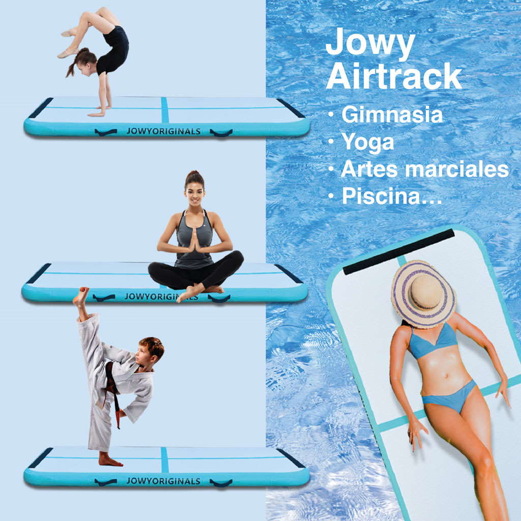 Airtrack 400x100x10cm Colchoneta Inflable, Color Azul