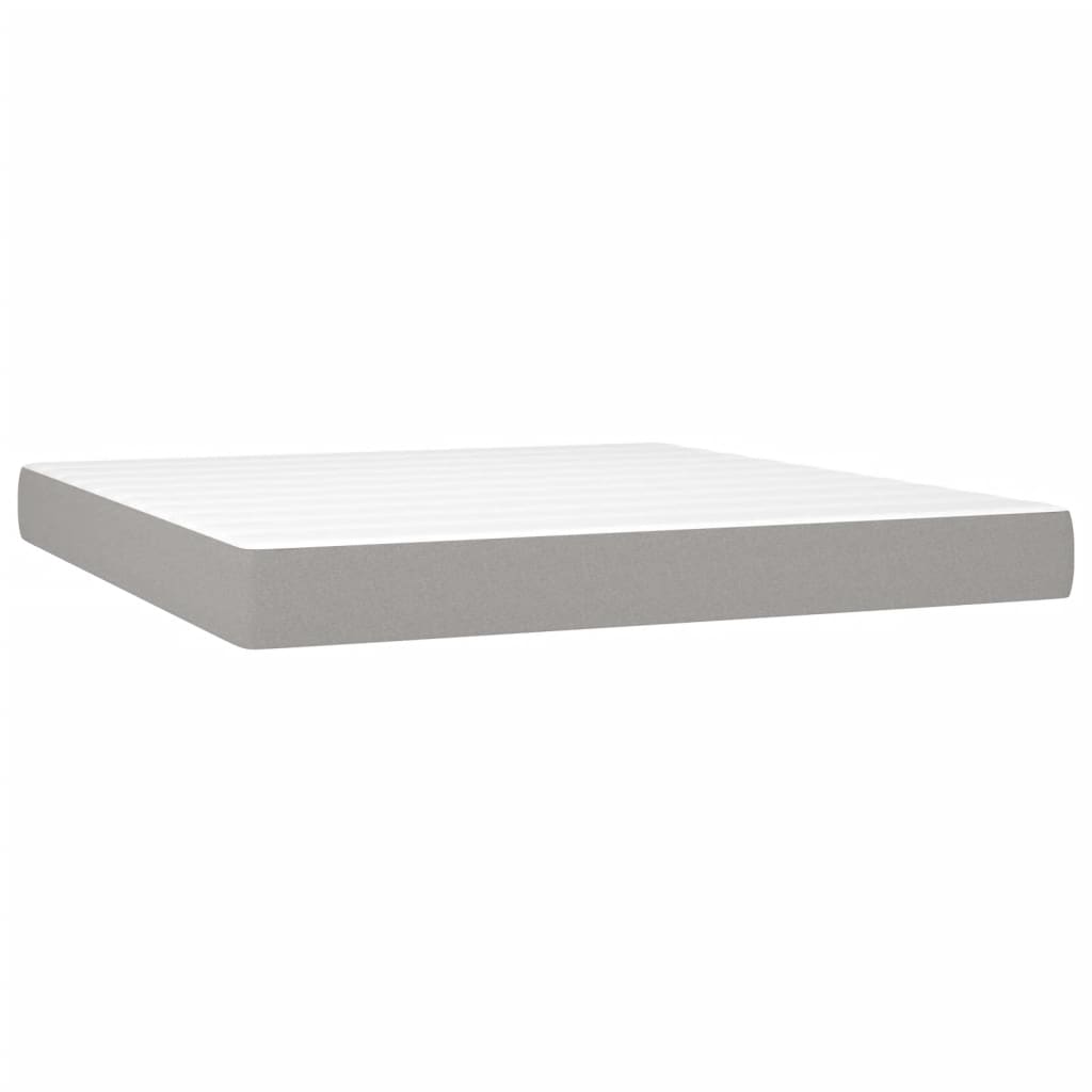 Cama Box Spring Colchón Y Luces Led Tela Gris Claro 180x200 Cm / Vetonek_2