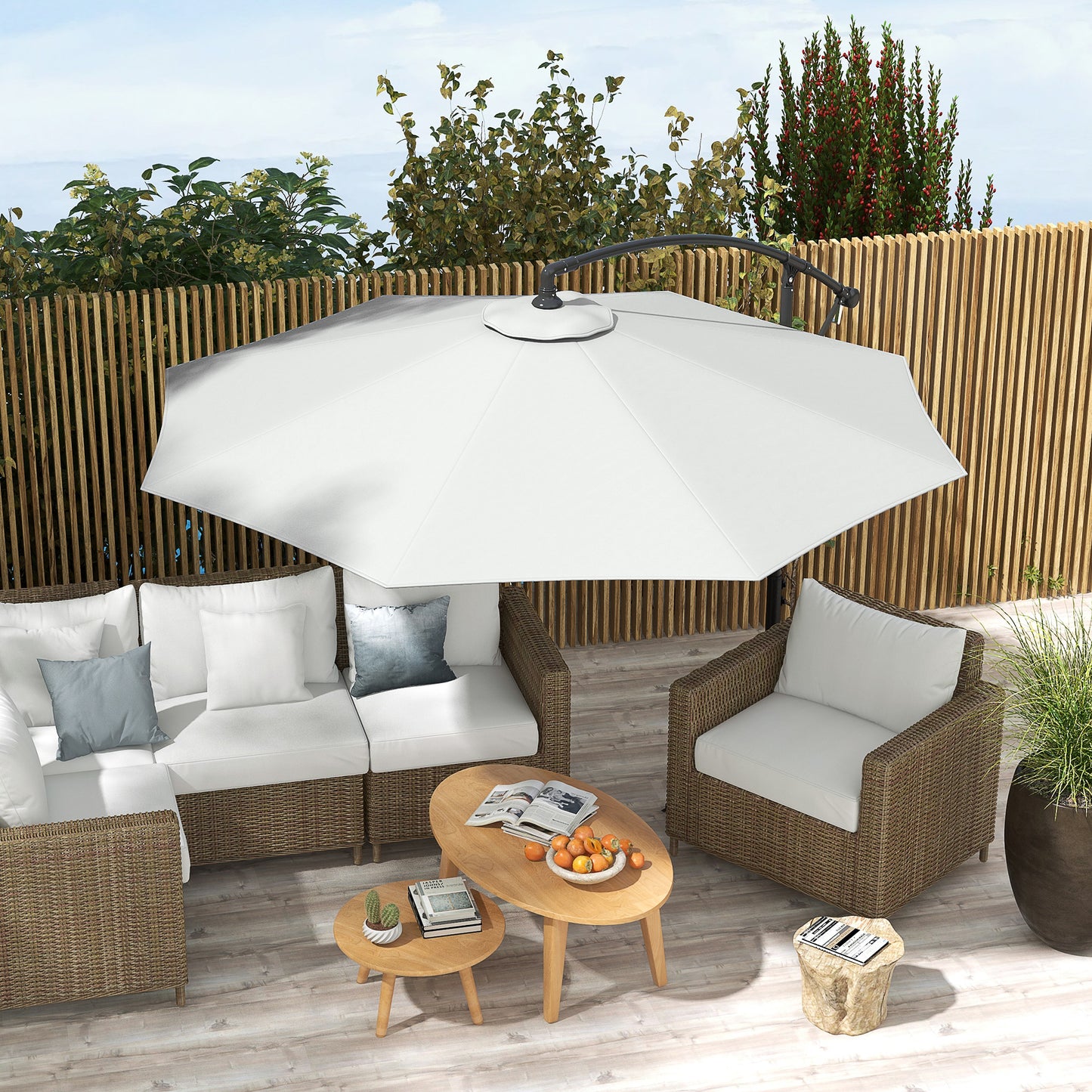Outsunny Toldo De Recambio De Sombrilla De 3 M Con Ventilación Superior Blanco_1