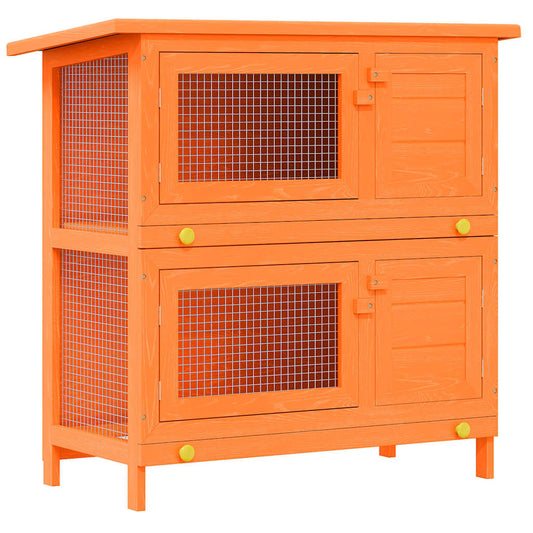 Jaula De Madera Para Conejos Pequeños De Exterior Con 4 Puertas_0