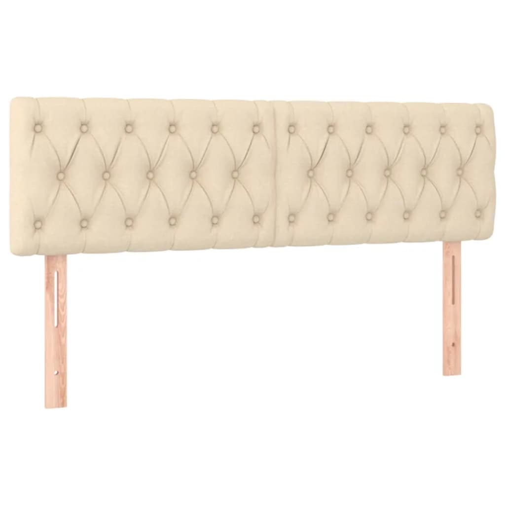 Cama Box Spring Con Colchón Y Led Tela Crema 140x200 Cm / Vetonek_1