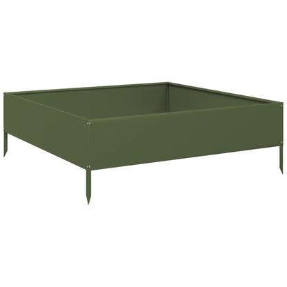 Arriate De Acero Verde Oliva 100x100x33,5 Cm_5