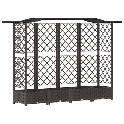 Cama Elevada Con Trellis Y Techo Marrón 203,5 X 40 X 123 Cm Pp_0