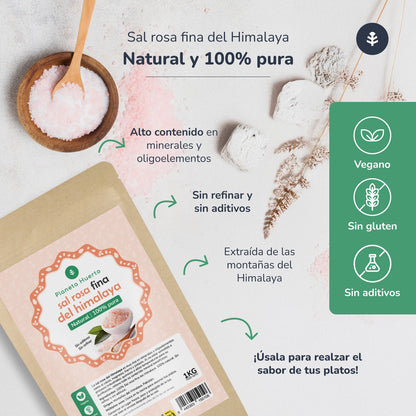 Embalagem de 2x Sal Rosa dos Himalaias ECO Planeta Huerto 1 kg