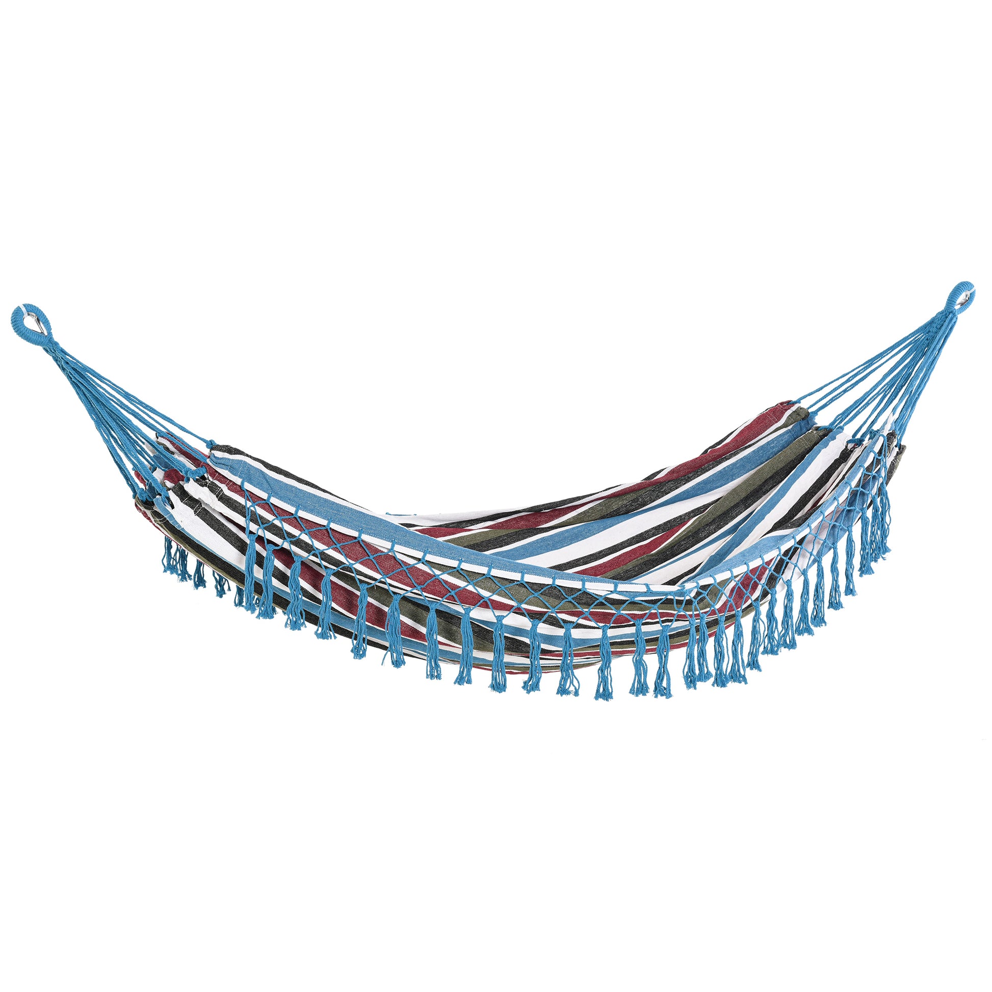 Outsunny Hamaca Doble De Algodón 285x150 Cm Carga 120 Kg Portátil Para Acampar_0