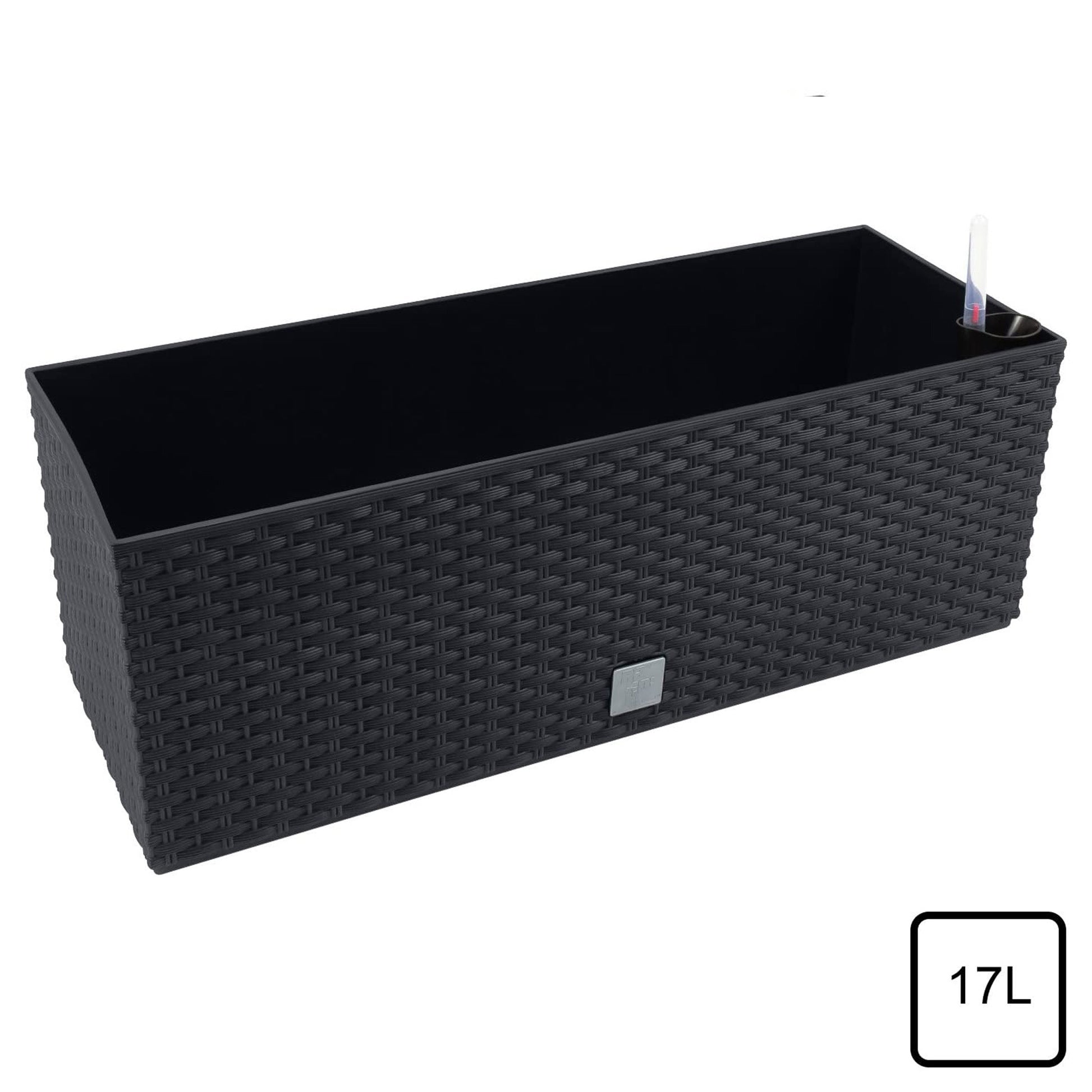 2 Unidades De Jardinera Rectangular 17 Litros Con Autorriego Color Antracita 52 X 20 X 19 Cm_4