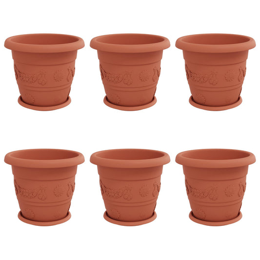 Macetas 6 Pcs Rojo Ladrillo Ø 34 X 28 Cm Plástico_0