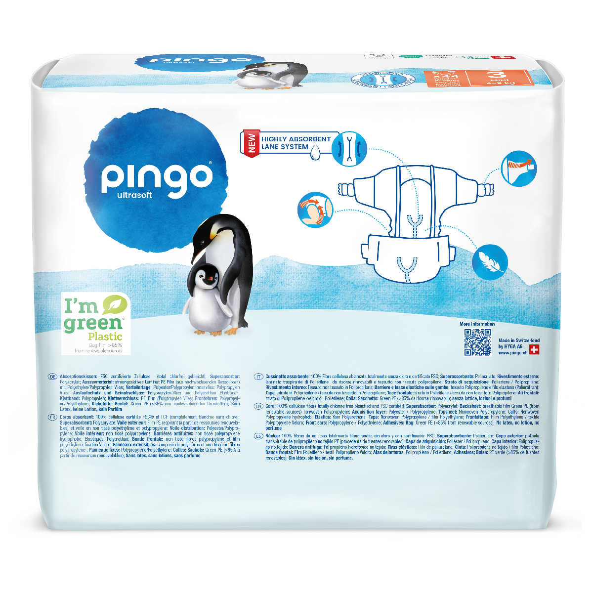 Pack poupança fraldas T3 (4-9kg) Pingo 176 unidades