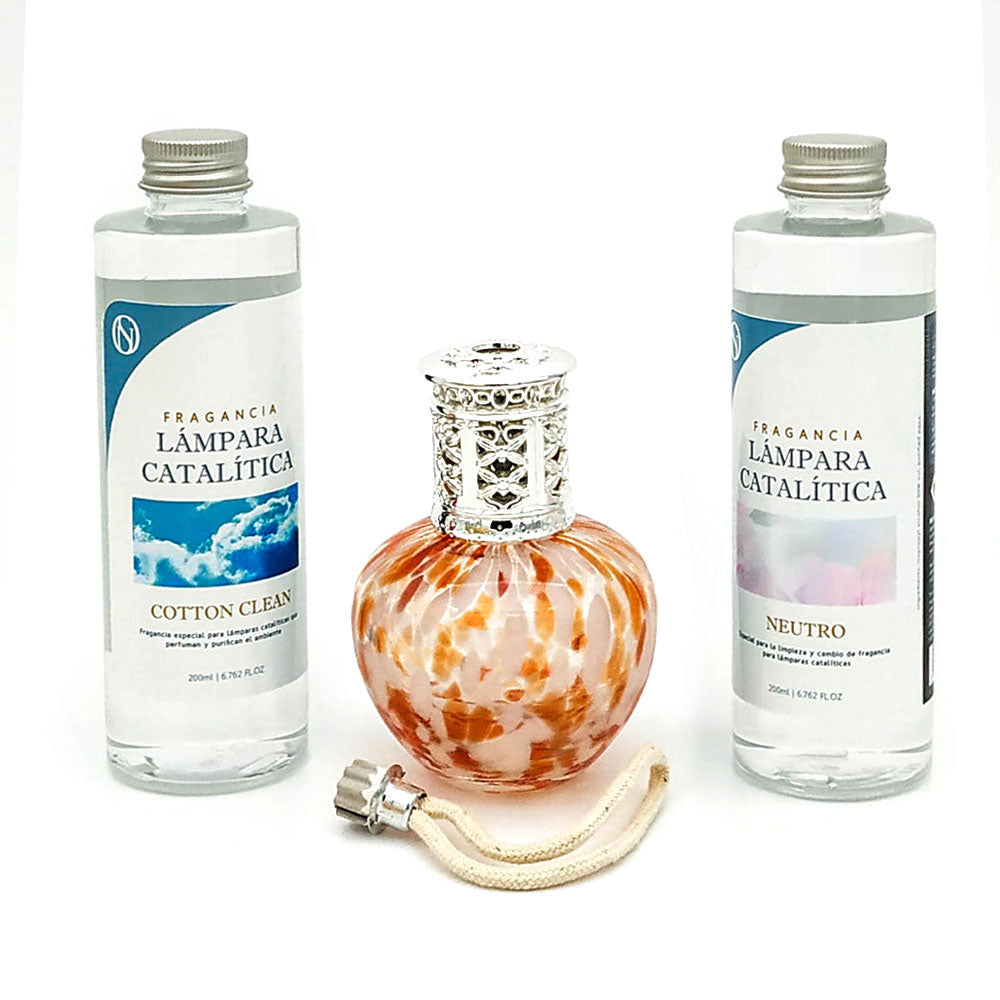 Pack Ahorro Lámpara Catalítica Drops Orange + Fragancia Cotton Clean 200ml + Limpiador Neutro 200ml + Mecha Repuesto_0