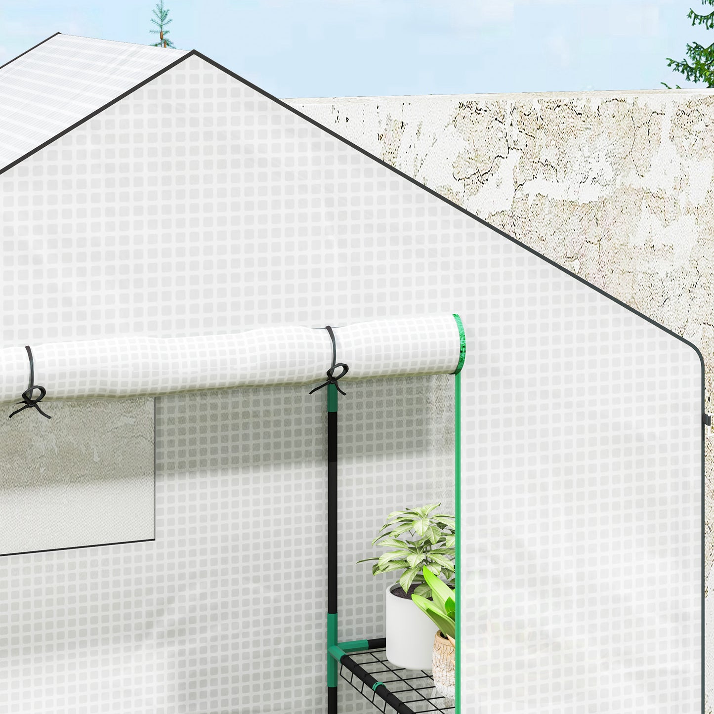 Outsunny Invernadero De Exterior Con 6 Estantes Puerta Enrollable 143x74x190 Cm_4