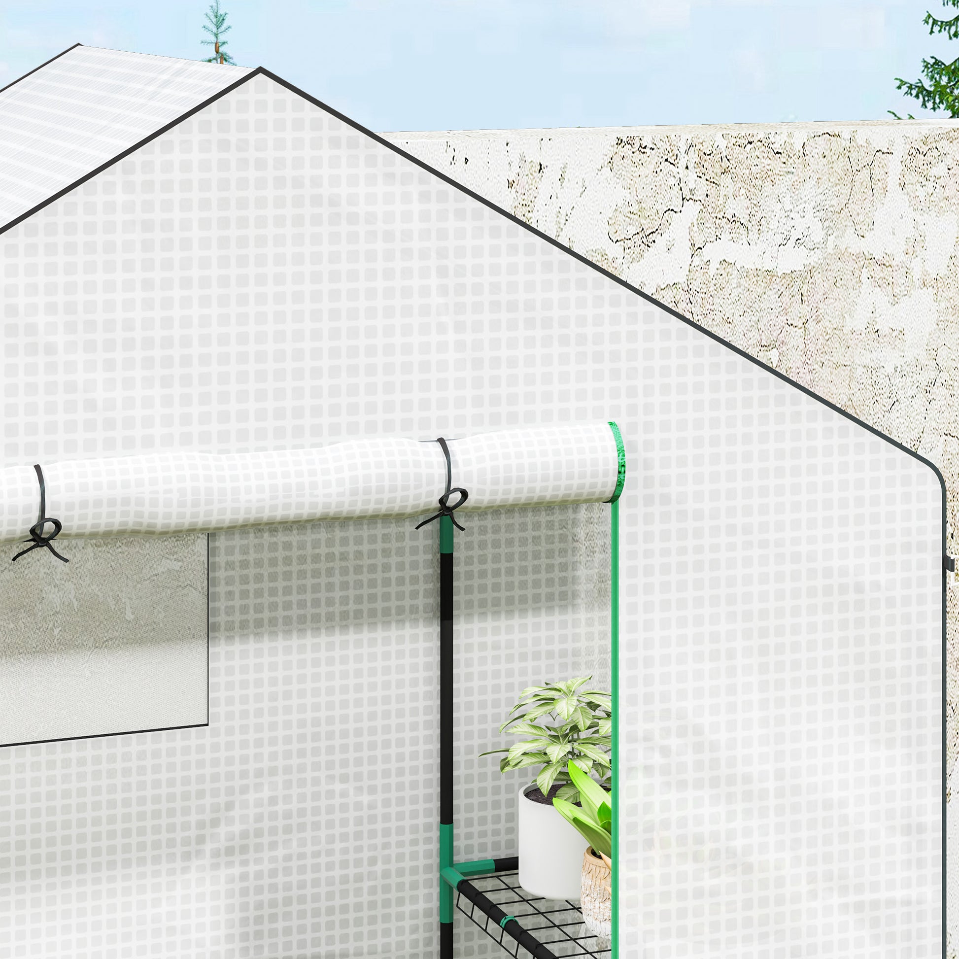 Outsunny Invernadero De Exterior Con 6 Estantes Puerta Enrollable 143x74x190 Cm_4