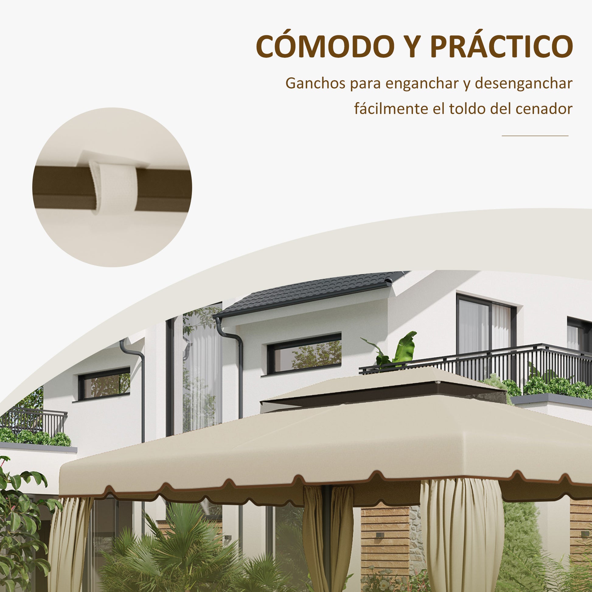 Outsunny Techo De Repuesto Para Cenador 4x3 M Con Doble Techo Beige_5