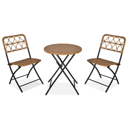 Outsunny Conjunto De Mesa Y 2 Sillas Plegables Ratán Para Jardín Exterior Acero_0