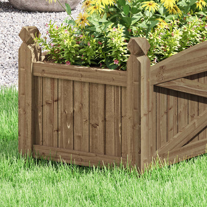 Outsunny Jardinera De Madera Elevada Para Plantas Flores Hierba 90x39x37 Cm Café_4