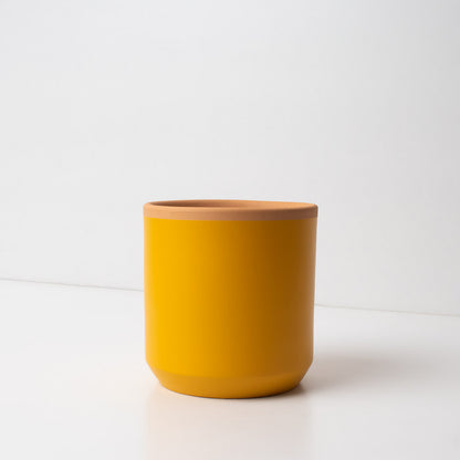 Macetero De Terracota Amarillo Azafrán 13 Cm | Hecho A Mano Por Artesanos | Maceta Decorativa Para Plantas Interior_0