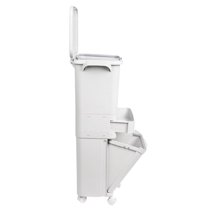 Papelera De Reciclaje Selectiva Con Pedal, Ruedas Y Asa 42l (24l + 4l + 14l) - Well Home_2
