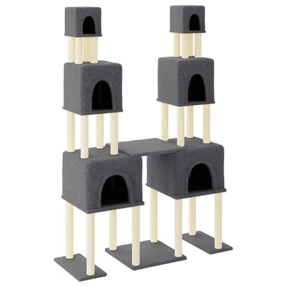 Rascador Para Gatos Con Postes De Sisal Gris Oscuro 199 Cm_0