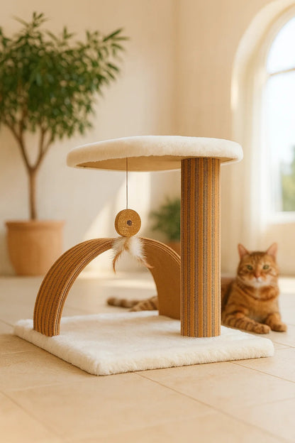 Poste Interactivo Para Gatos Estela Con Superficie De Corcho Natural Y Diseño Desmontable Althea Living 45x42x43cm_5