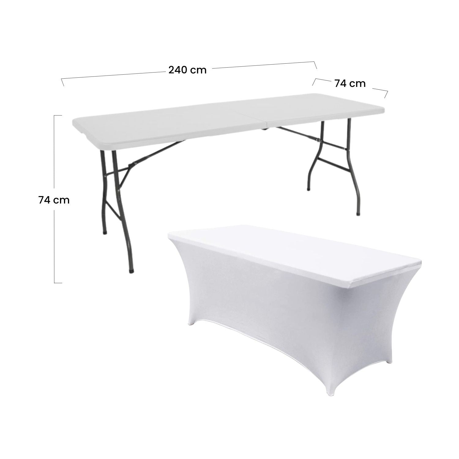 Mesa Plegable 240cm Blanca + Funda Catering 7house_3