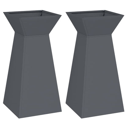 Maceta Pilar 2 Uds. Gris Antracita 35 X 35 X 73 Cm_0