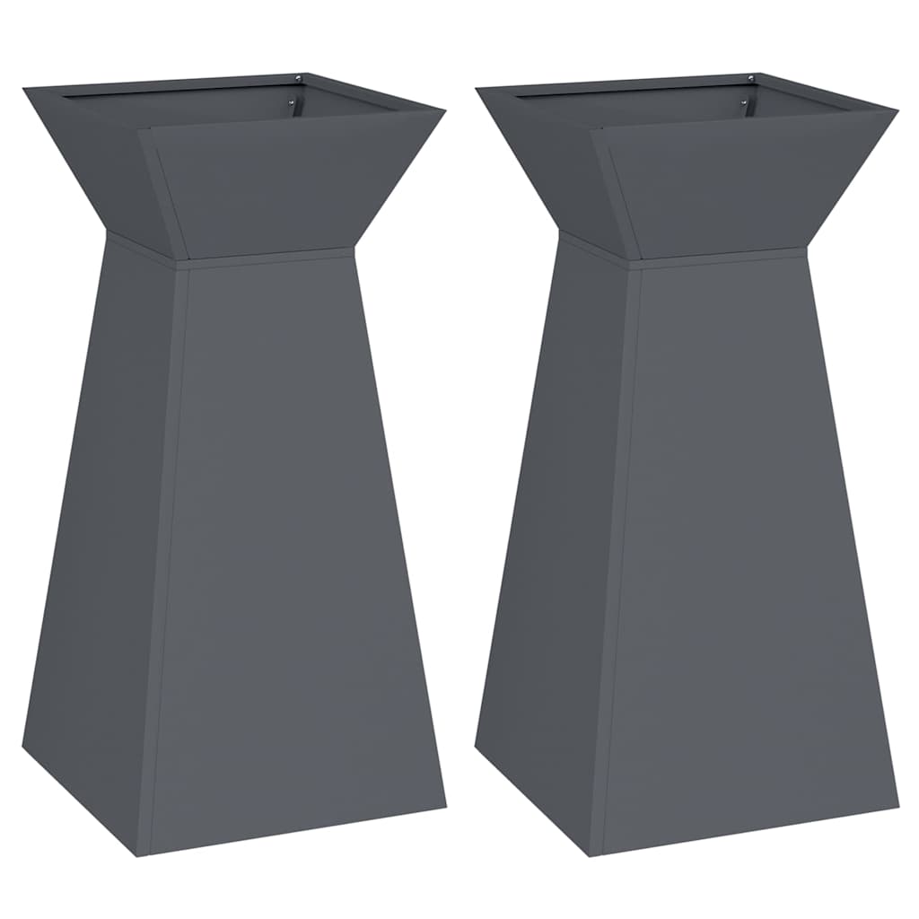 Maceta Pilar 2 Pcs Antracita 35 X 35 X 73 Cm_0