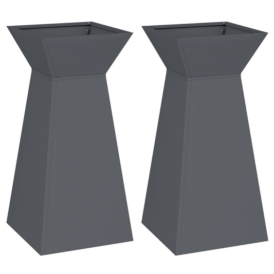 Maceta Pilar 2 Uds. Gris Antracita 35 X 35 X 73 Cm_0