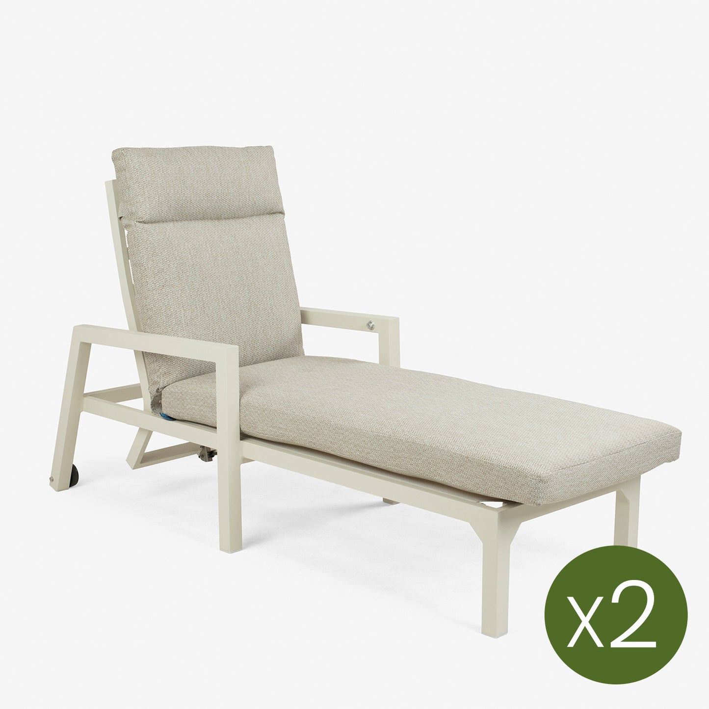 Pack 2 Tumbonas Reclinable, Con Cojín, Aluminio, Color Blanco, 220x68x99 Cm_2