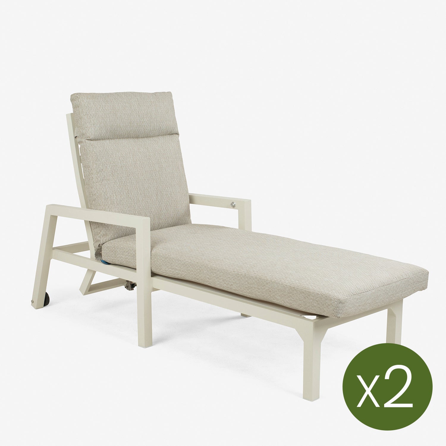 Pack 2 Tumbonas Reclinable, Con Cojín, Aluminio, Color Blanco, 220x68x99 Cm_2