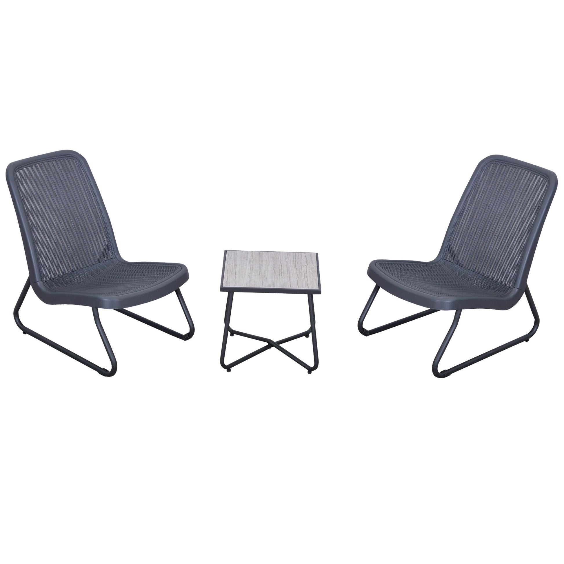 Outsunny Conjunto De Muebles De Jardín 2 Sillas Mesa Terraza Piscina_0
