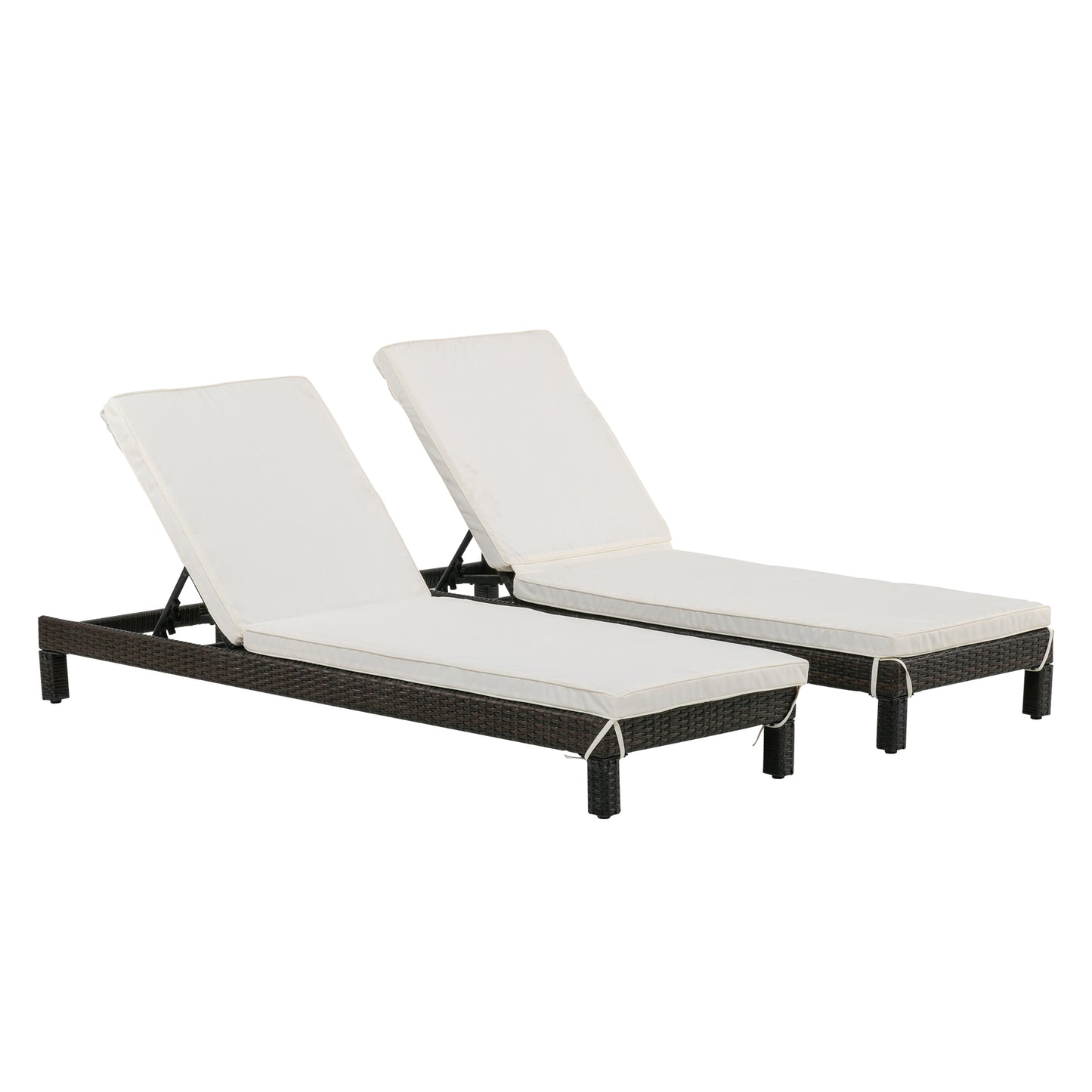 Outsunny Set De 2 Tumbonas De Ratán Chaise Longue Con Cojín Para Exterior Jardín_0