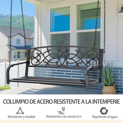 Outsunny Banco Columpio De 2 Plazas De Acero Con Reposabrazos 127x59,5x52 Cm_5
