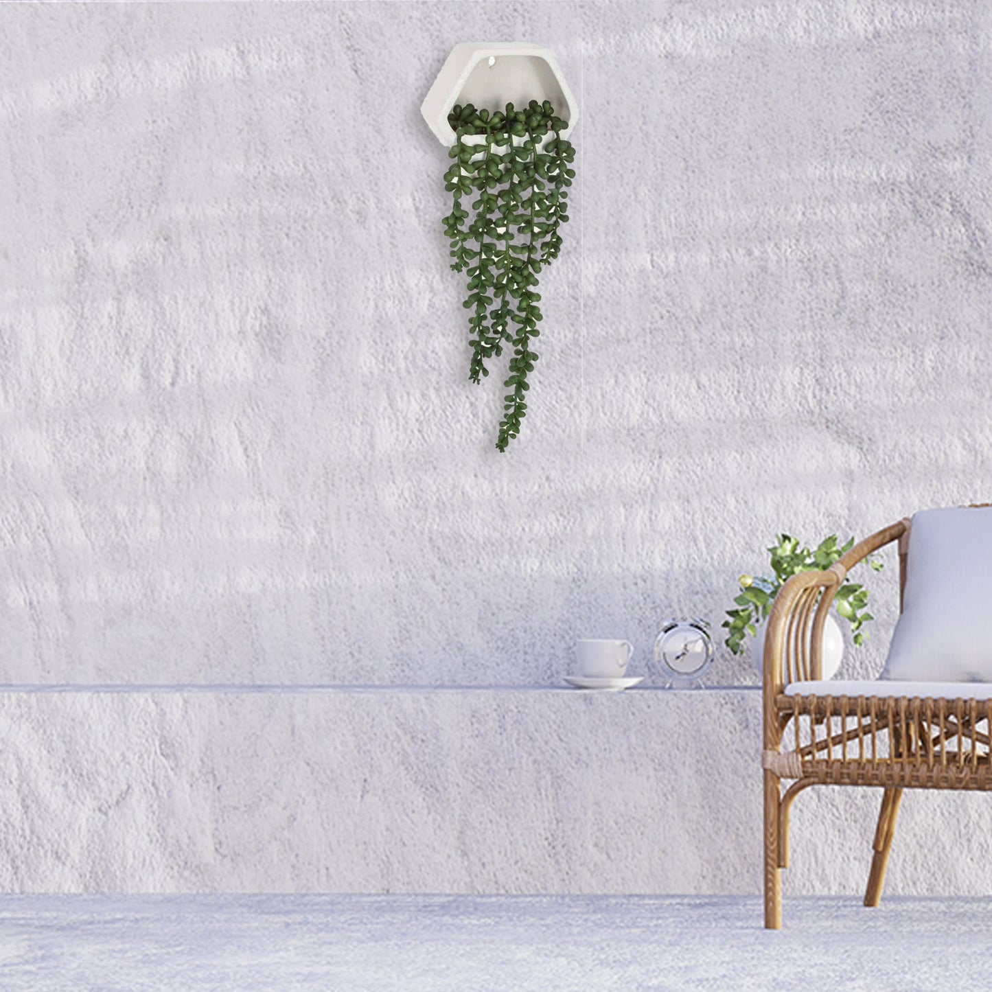 Planta Colgante De Pared Contemporánea- L.14 X P.5.5 X A 45, Verde