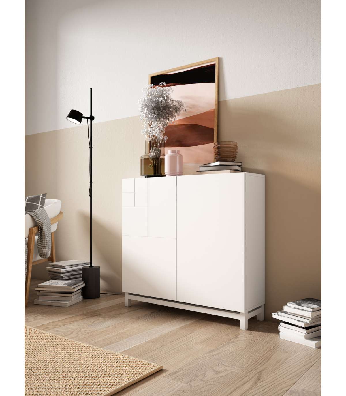 Zapatero 2 Puertas Modelo 513 Acabado Blanco, 90x90x27 (alto X Ancho X Fondo)_4