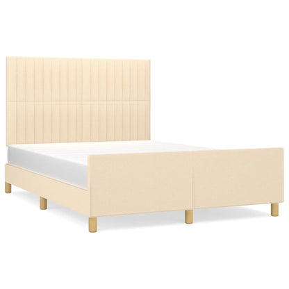 Estructura De Cama Con Cabecero De Tela Color Crema 140x200 Cm / Vetonek_2