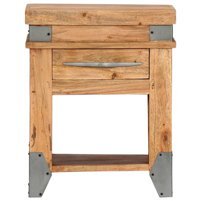Mesita De Noche De Madera Maciza De Acacia 40x30x51 Cm_0