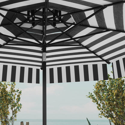 Outsunny Sombrilla Terraza Exterior Ø263 Cm Con Ángulo Ajustable Negro Y Blanco_3