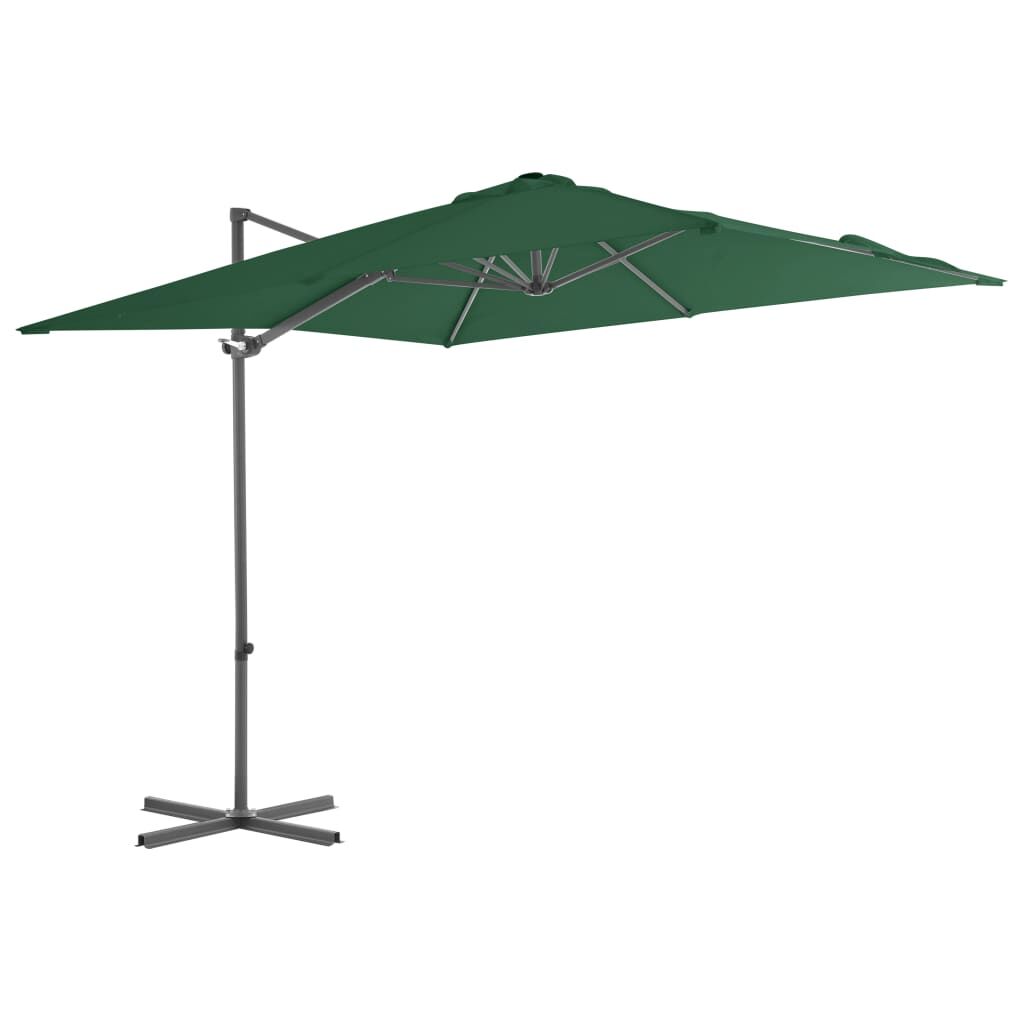 Vidaxl Sombrilla Jardín Voladiza Palo De Acero Verde 250x250 Cm_0