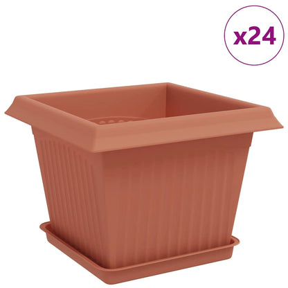 Macetas 24 Uds. Rojo Ladrillo Plástico_0