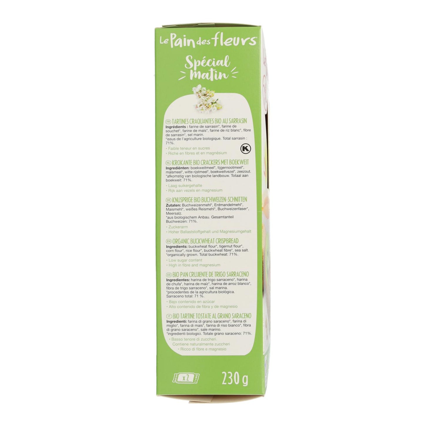 Tosta biológica de trigo sarraceno, manhãs especiais, Le Pain de Fleurs, 230 g