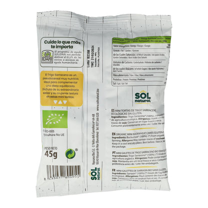 Mini panquecas biológicas de trigo sarraceno sem glúten Sol Natural 45 g