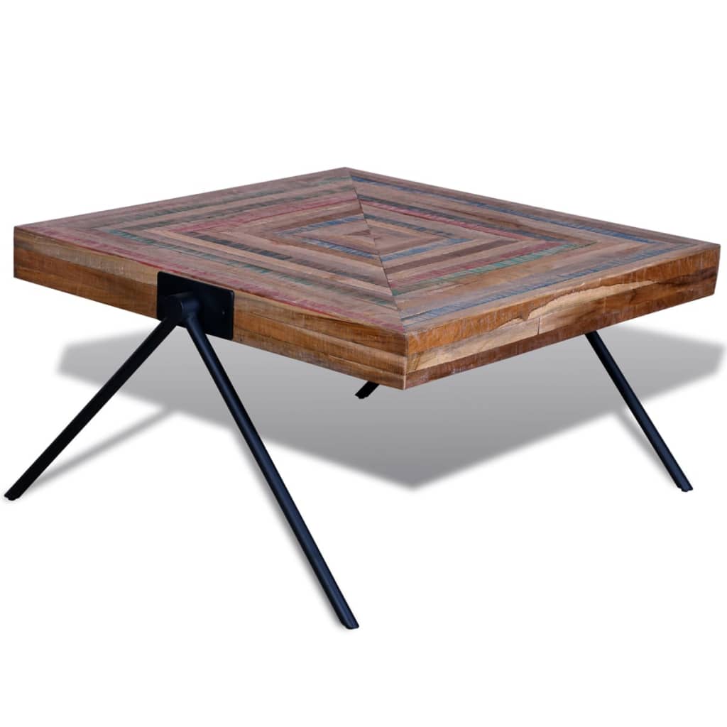 Mesa De Centro Con Patas En Forma De V Madera De Teca Reciclada_1