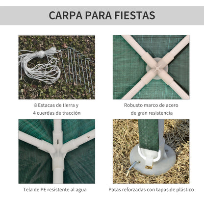 Outsunny Carpa Desmontable 3x3 M Con 4 Orificios De Drenaje Y Marco De Acero_5