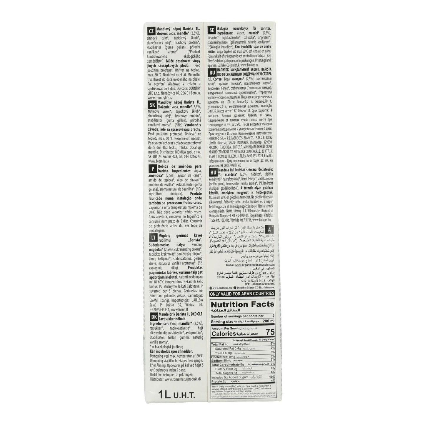 Bebida de Amêndoa Vegetal Barista BIO EcoMil 1 L