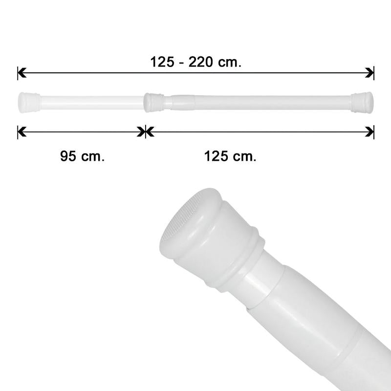 Barra Para  Cortina Ducha Extensible Aluminio Blanco125 A 220 Cm._0